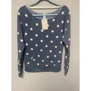 Alternative Apparel Star Print Pullover Sweatshirt Womens Size Small Navy Blue
